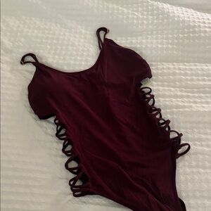 Abercrombie and Fitch Stylish Burgundy One Piece Swimsuit